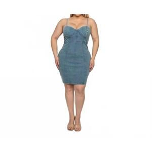 NEW CURVE MARKET sweetheart neck bustier denim mini dress in medium wash